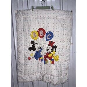 Vintage 1984 Dundee Baby Blanket- Baby Mickey, Minnie, Pluto Made In USA- EUC